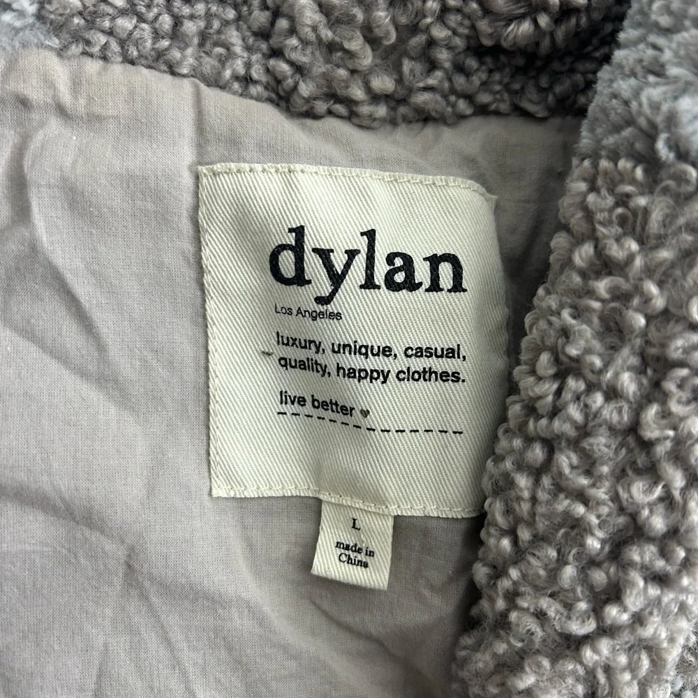 Dylan Los Angeles Women’s Gray Faux Shearling Fleece Vest Size Large Soft Sherpa